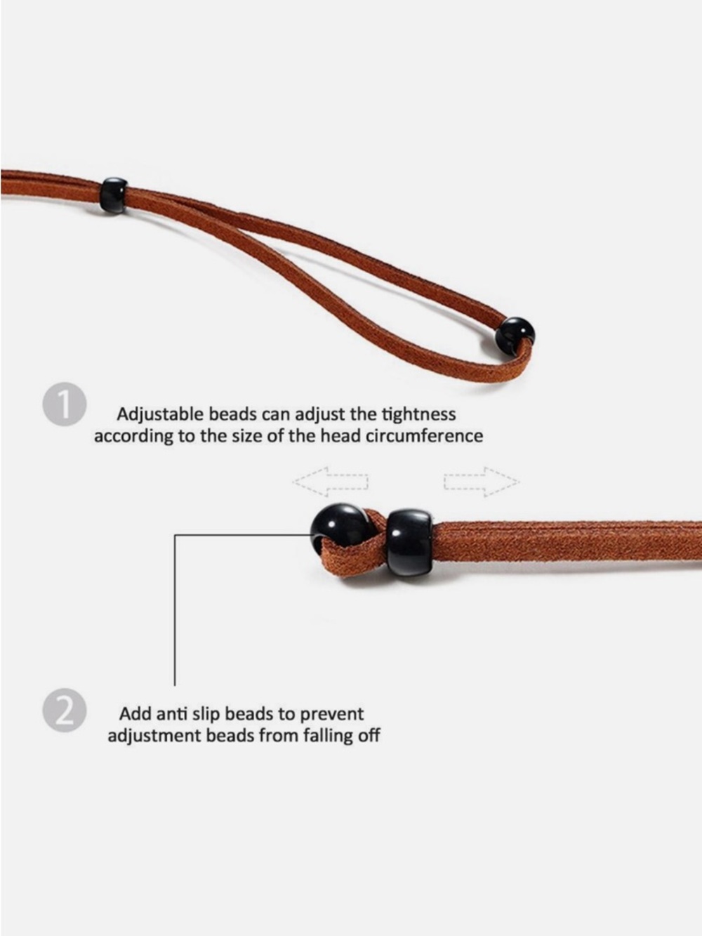 Brown Leather Suede Glasses Lanyard Strap - Picture 3 of 5